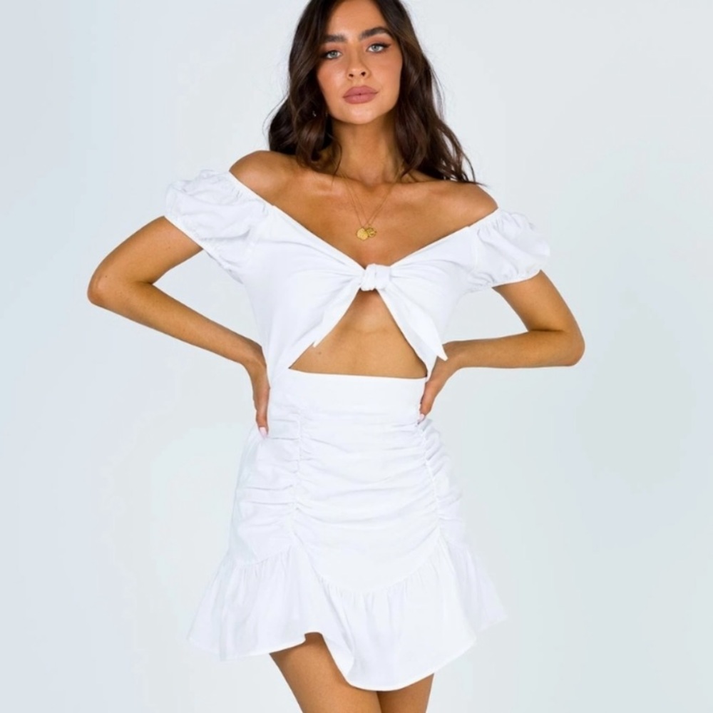 Princess Polly Monarch Mini Dress White Linen